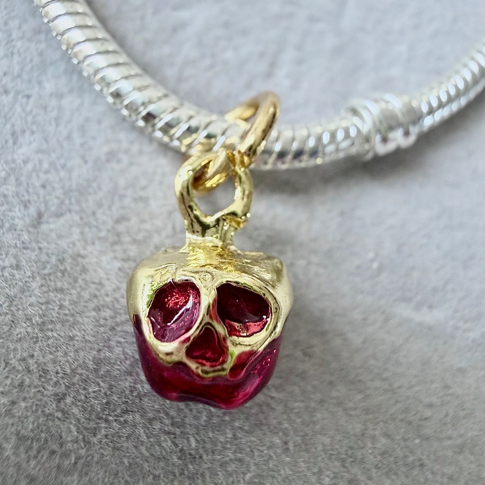 Snow White Poison Apple Skull Dangle Charm Red Gold‎ Tone fits PANDORA - Picture 8 of 8